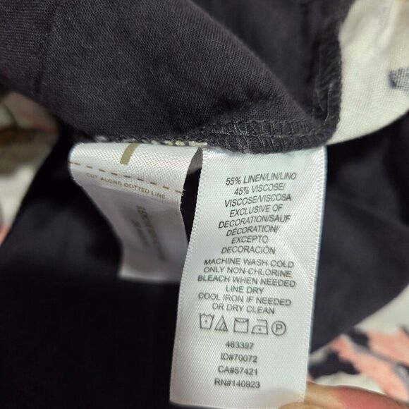 LIKE NEW LOFT FLORAL BELTED LINEN BLEND SHORTS SIZE LARGE WOMENS - Picture 13 of 16